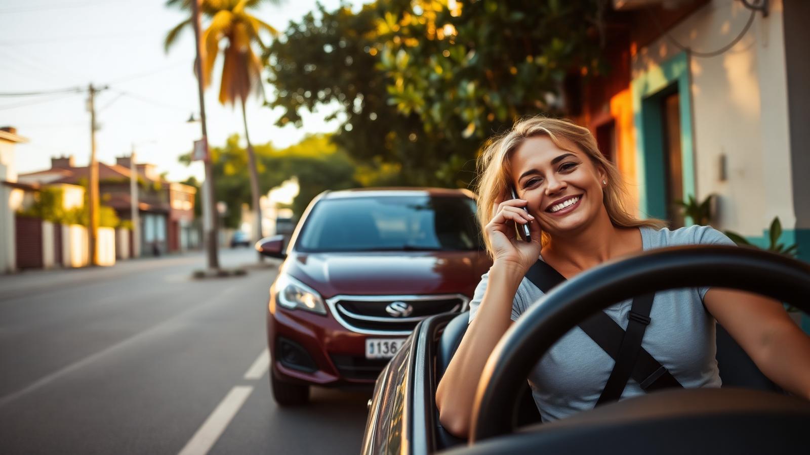 Atendente da VP Rent a Car conversando com um cliente no balcão